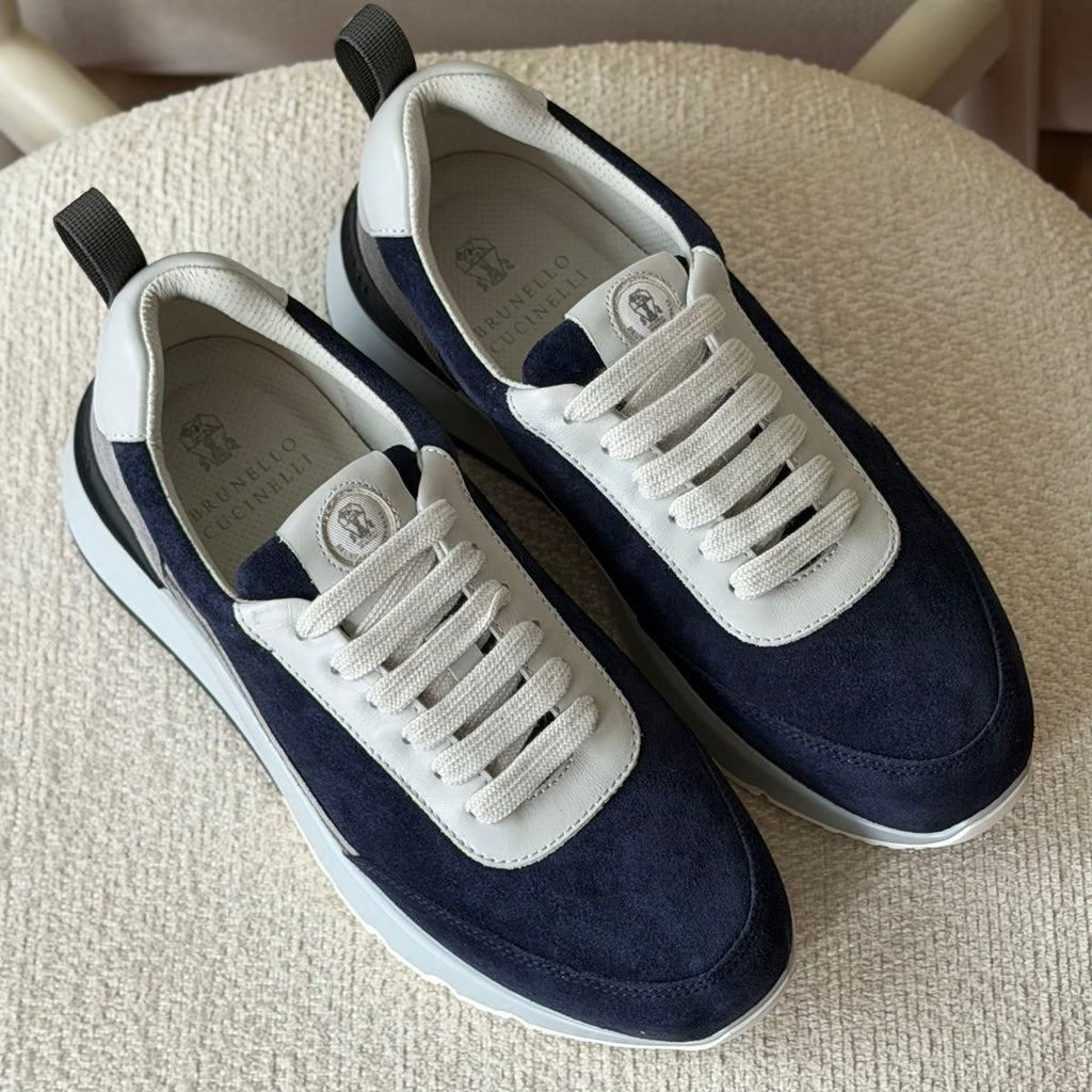 BRUNELLO CUCINELLI Suede runner sneakers Navy blue