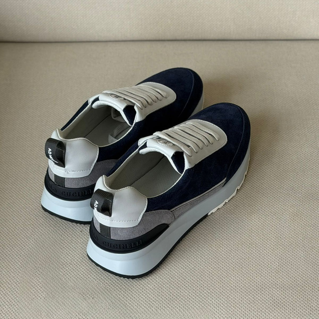 BRUNELLO CUCINELLI Suede runner sneakers Navy blue