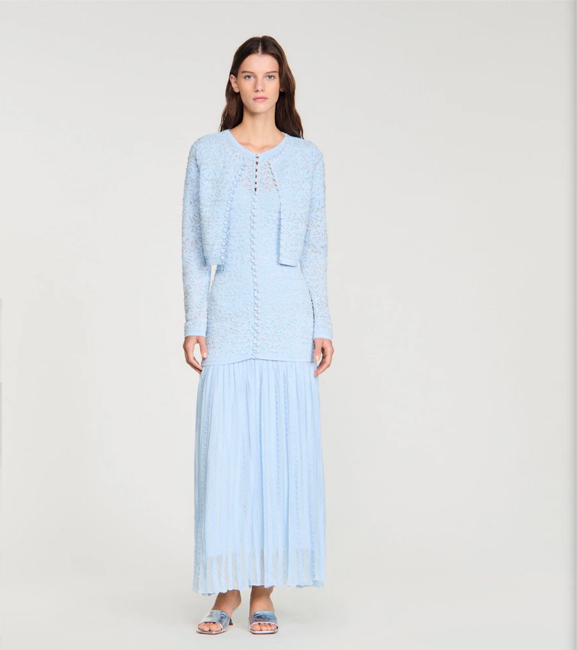 Sandro Long Dress With Jacket